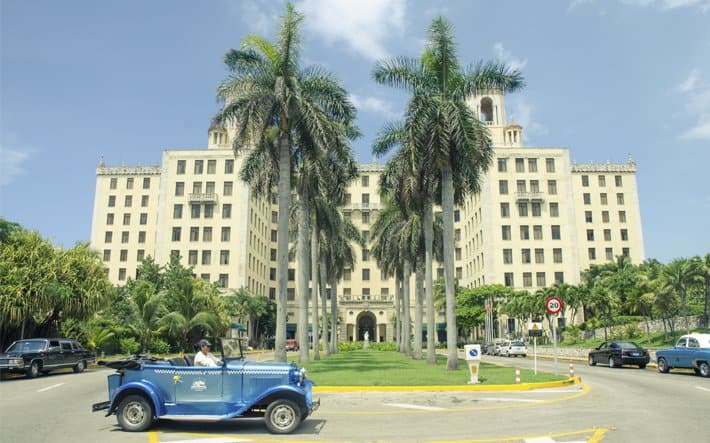 Vista frontal del Hotel Nacional de Cuba